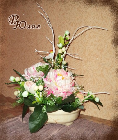 композиция "Пион и роза"